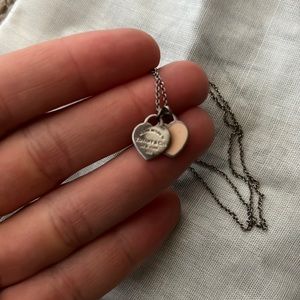 Tiffany & co small dual heart necklace